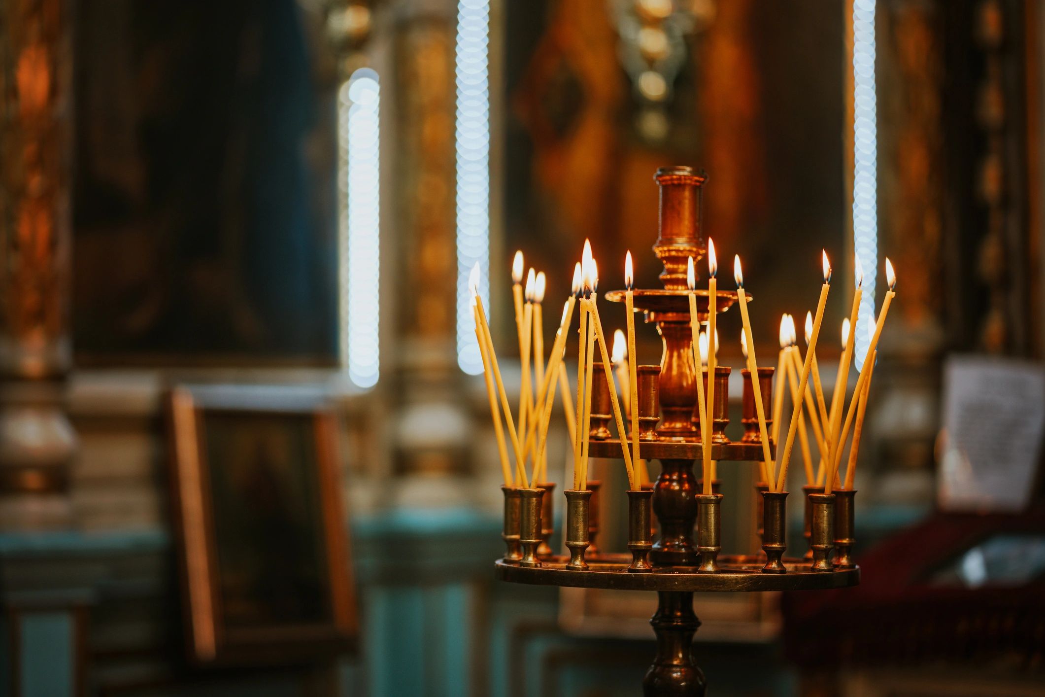 Burning candles in an Orthodox church